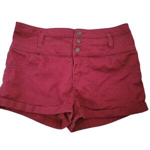 Mossimo‎ Womens Maroon High-Waisted Button Fly Shorts Size 12/31 Cotton Blend